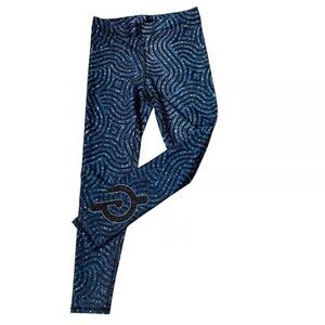 Peloton Terez Womens Galaxy Print Leggings Size L Blue Glitzy Activewear Cycling